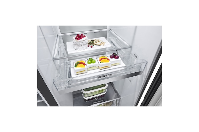 LG Side-by-Side Kühlschrank mit InstaView Door-in-Door® (E, 635L, 179cm hoch) mit Eis-, Crushed Ice- und Wasserspender & Festwasseranschluss | GSXV90MCAE, GSXV90MCAE