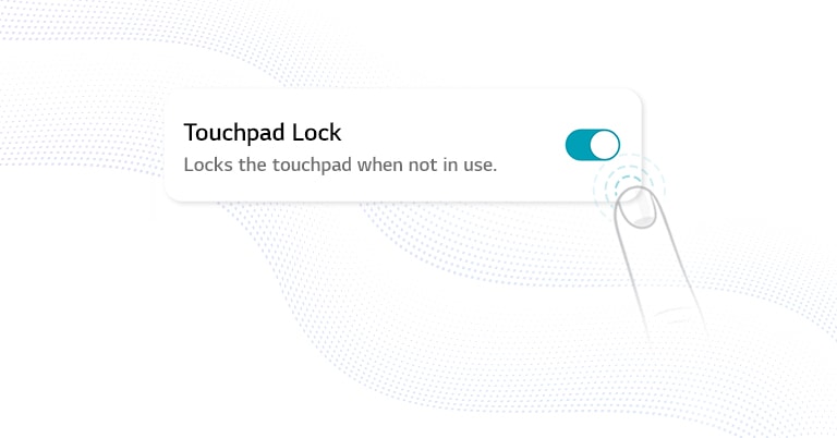Een vinger zet de knop Touchpad Lock aan.
