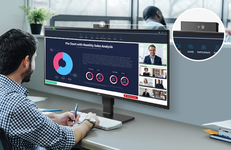 De pop-up Full HD-Webcam met geïntegreerde microfoon.