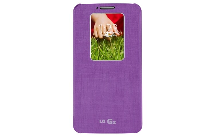 Vooraanzicht van QuickWindow™ Folio Case geschikt voor de LG G2 CCF-240N-Voilet-G2-Smart-Cover