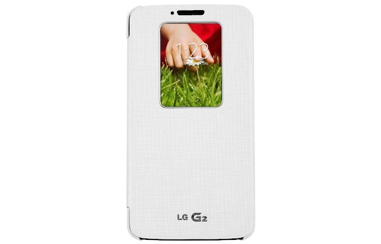 Vooraanzicht van QuickWindow™ Folio Case geschikt voor de LG G2 CCF-240N-Wit-G2-Smart-Cover