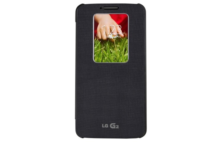 Vooraanzicht van QuickWindow™ Folio Case geschikt voor de LG G2 CCF-240N-Zwart G2 Smart Cover