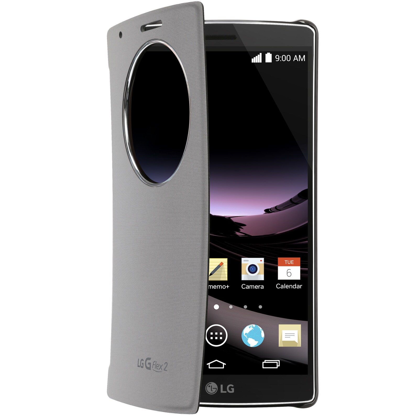 LG De LG G Flex 2 brengt de 6 Apps die je het meeste gebruikt samen in een handige cirkel. Zo vind je ze makkelijk en snel., G Flex 2 Quick Circle Case