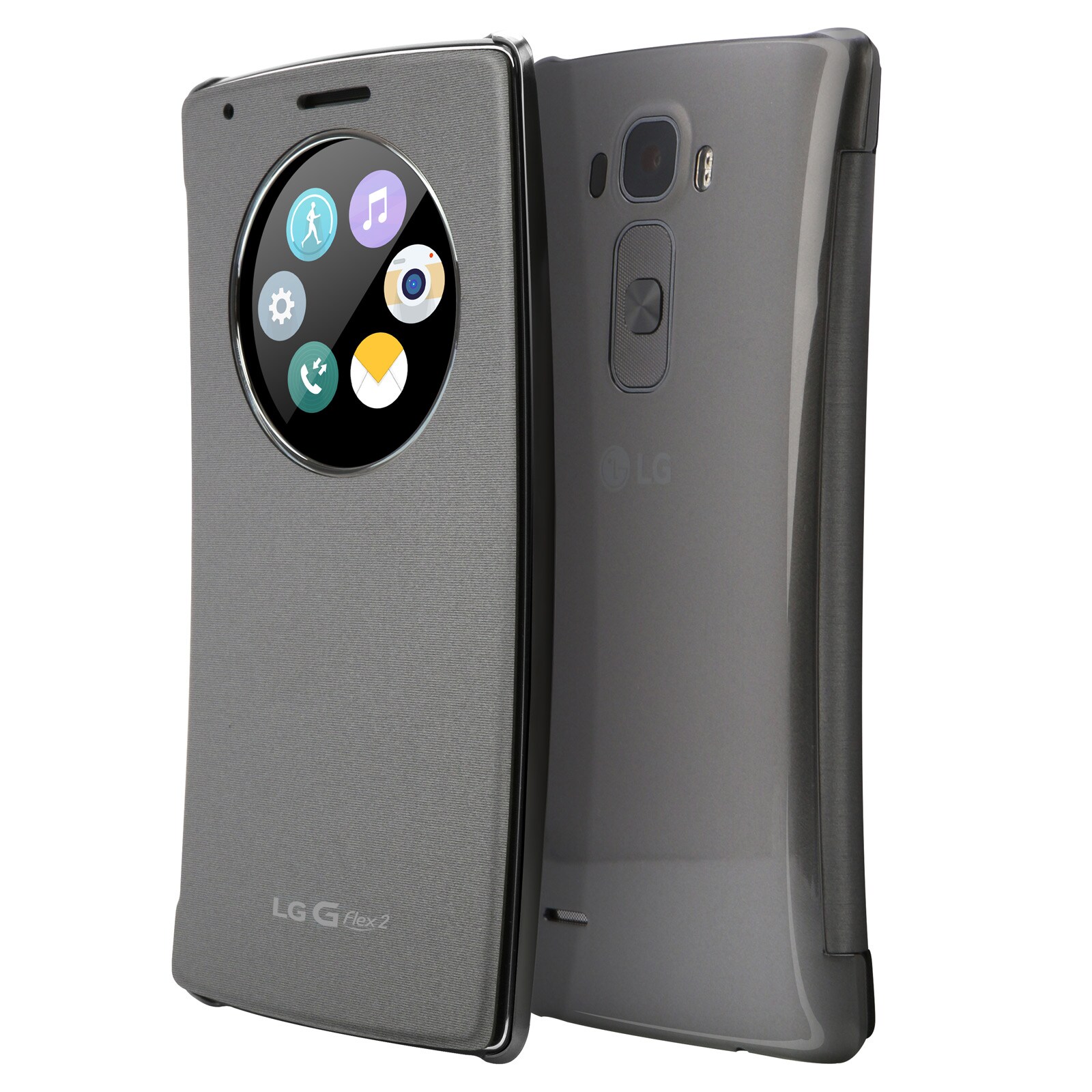 LG De LG G Flex 2 brengt de 6 Apps die je het meeste gebruikt samen in een handige cirkel. Zo vind je ze makkelijk en snel., G Flex 2 Quick Circle Case
