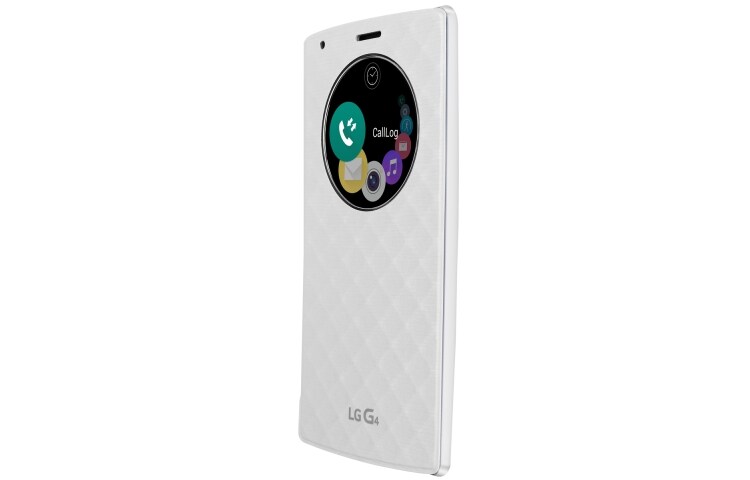 LG De LG G4 brengt Apps die je het meeste gebruikt samen in een handige cirkel. Zo vind je ze makkelijk en snel., G4 Quick Circle Case White