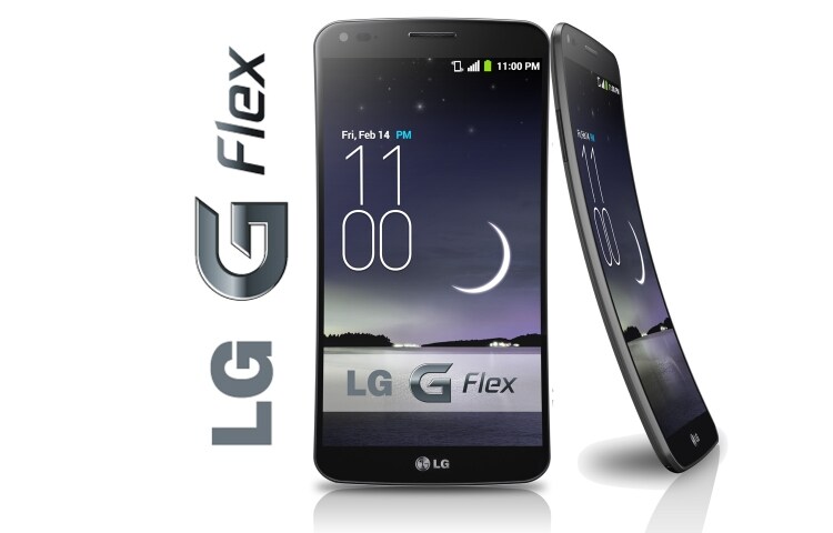 Vooraanzicht van Het gebogen scherm van de LG G Flex biedt een unieke kijkervaring. Foto’s en films zien er op dit toestel indrukwekkender uit dan ooit. D955 G Flex