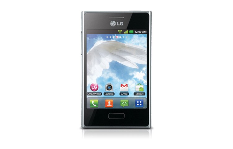 Vooraanzicht van E400 Optimus L3, 3.2&#34; inch display, Android Platform, Wi-Fi™, Bluetooth 3.0 en batterij voor langdurig gebruiksplezier E400-Optimus-L3