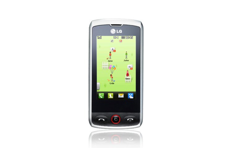 Vooraanzicht van Mobiele telefoon met 3 MP camera, QWERTY-toetsenbord en Full 2,8 &#34;Touchscreen. GW520