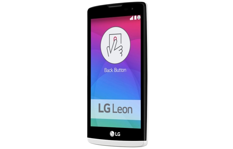 LG Met de back button onder je wijsvinger hou jij controle over je LG Leon. Regel het volume, maak foto’s en zet de telefoon aan of uit. Dankzij de back button zijn knoppen aan de zijkant niet meer nodig., LG Leon (H320)