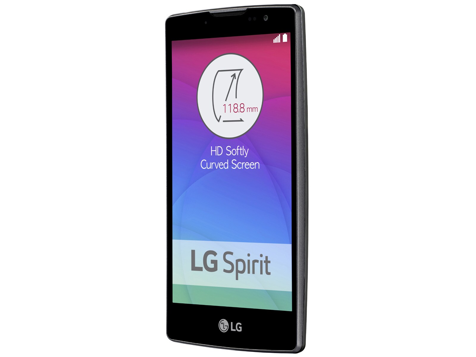 LG Het moderne design is op meerdere fronten gebogen. Dit zie je terug in het display en de prachtig afgewerkte achterkant. Het vernieuwende design ligt comfortabel in de hand en maakt typen makkelijker dan ooit. En door de kleine curved heb je minder last van reflecties., LG Spirit (H420)