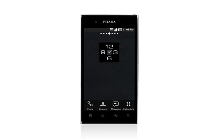 Vooraanzicht van P940 PRADA Phone by LG, dé design smartphone met 8.5mm slim design, superhelder 4.3’’ Nova-display en Dual Core/Dual Channel-processor van 1,0 GHz. P940-Pradaphone-by-LG