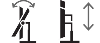 Pictogram Kantelen / In hoogte verstelbaar.