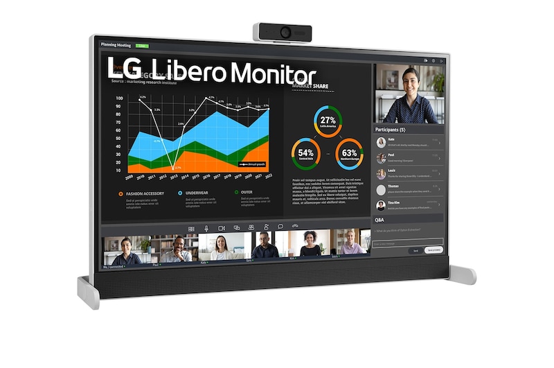 LG 27-inch QHD Libero Monitor met afneembare Full HD-webcam, 27BQ70QC-S