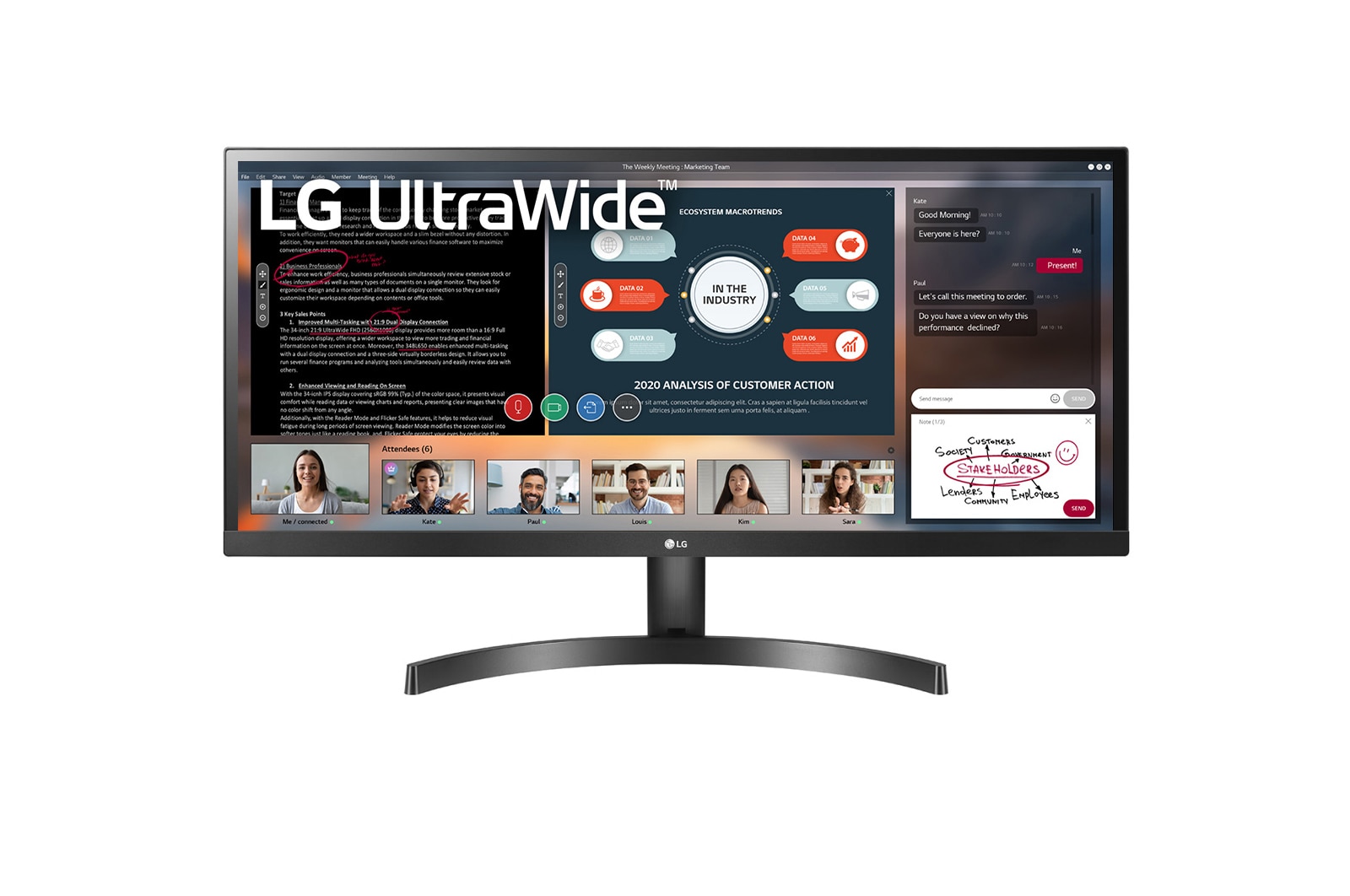 Vooraanzicht van 29&#34; 21:9 UltraWide™ Full HD IPS LED-monitor 29WL50S-B