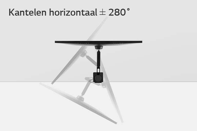 Simulatie van kantelbereik + 280˚ , - 280˚