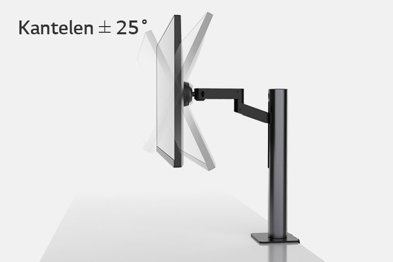 Simulatie van kantelbereik + 25˚ , - 25˚