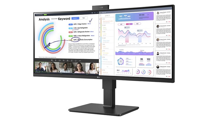 LG 34" LG UltraWide™ WQHD IPS monitor met ingebouwde webcam en microfoon, 34BQ77QC-B
