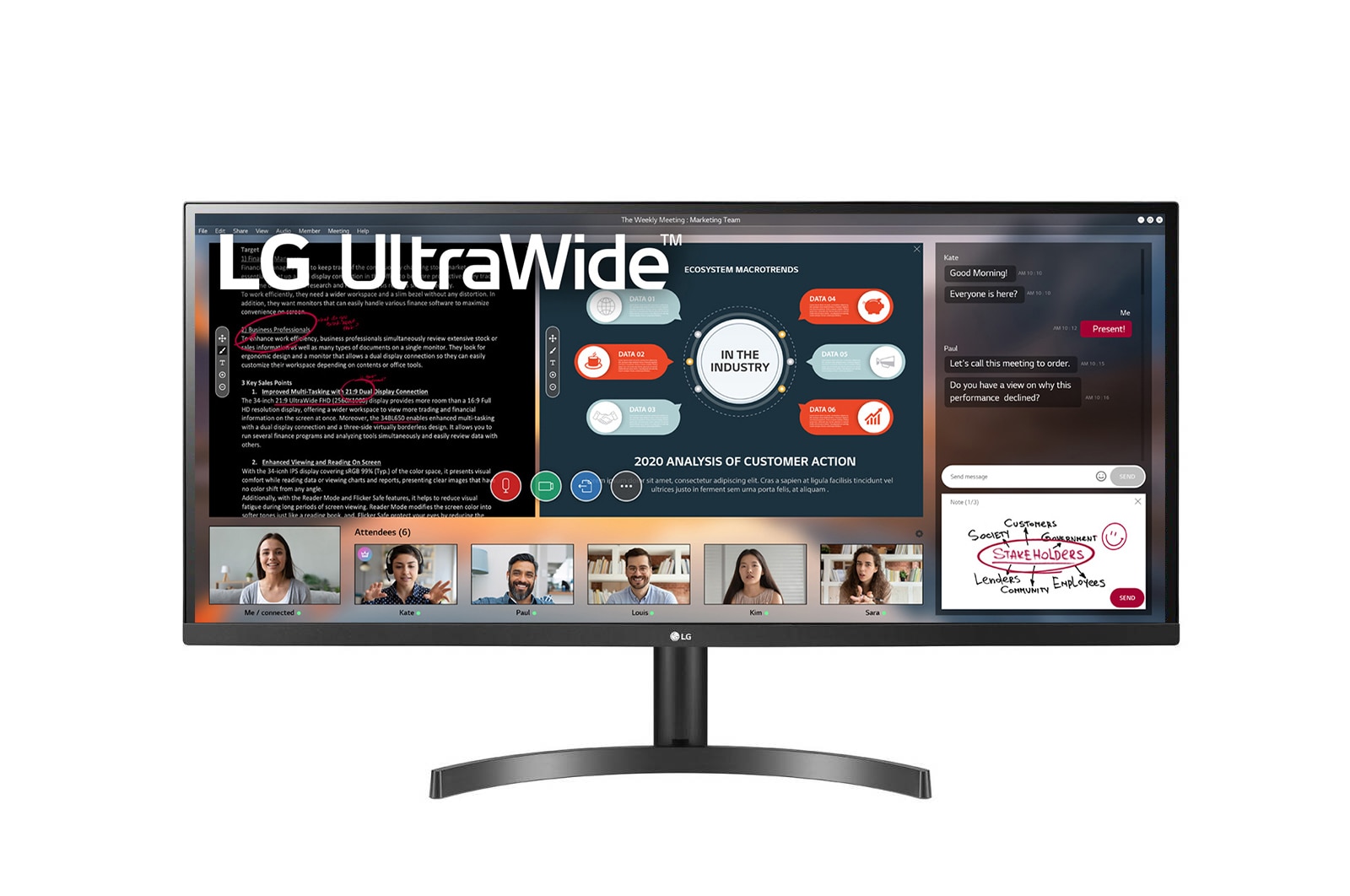 Vooraanzicht van 34&#34; 21:9 UltraWide™ Full HD IPS LED-monitor 34WL50S-B