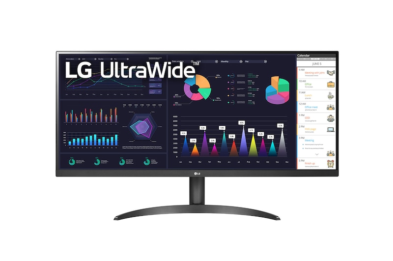 Vooraanzicht van 34" 21:9 UltraWide™ Full HD IPS-monitor met AMD FreeSync™ 34WQ60A-B