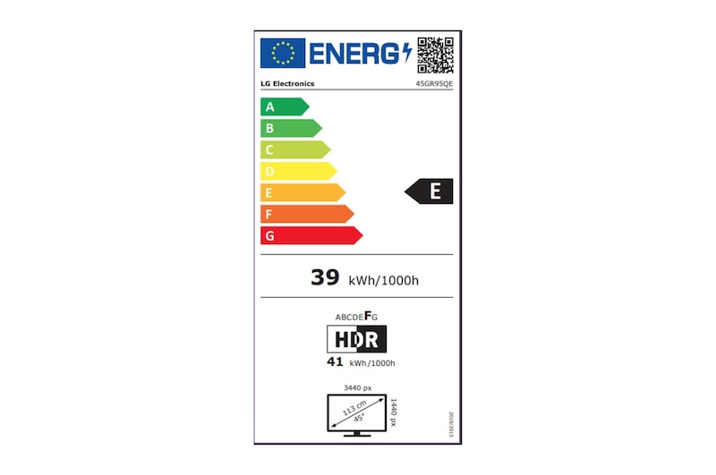 LG 45'' LG UltraGear™ OLED curved monitor WQHD, 240 Hz refreshrate 0,03 ms (GtG) reactietijd, 45GR95QE-B