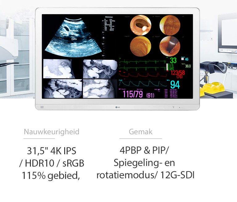 Nauwkeurigheid:  31,5" 4K IPS / HDR10 / sRGB 115% gebied,  Gemak:  4PBP