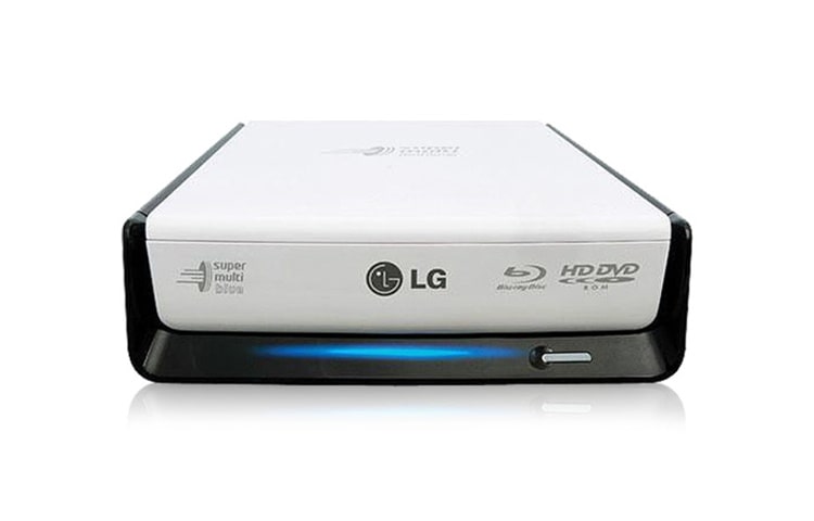 Vooraanzicht van 8x externe Blu-ray-brander met Super multi Blue, Secur Disc &amp; USB 2.0 BE08LU10