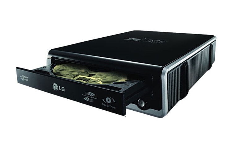 Vooraanzicht van Externe Super Multi DVD brander met USB 2.0 aansluiting GE24LU21