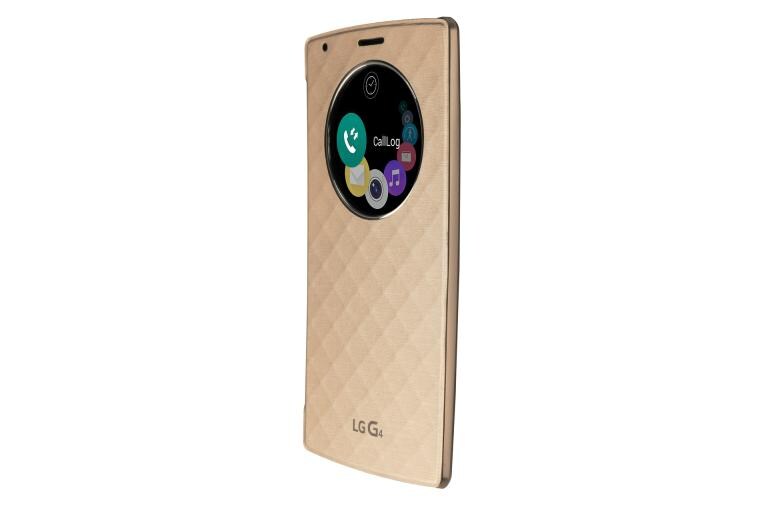 LG De LG G4 brengt Apps die je het meeste gebruikt samen in een handige cirkel. Zo vind je ze makkelijk en snel., G4 Quick Circle Case Gold