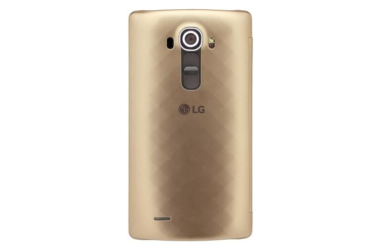LG De LG G4 brengt Apps die je het meeste gebruikt samen in een handige cirkel. Zo vind je ze makkelijk en snel., G4 Quick Circle Case Gold