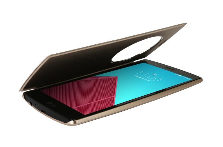 LG De LG G4 brengt Apps die je het meeste gebruikt samen in een handige cirkel. Zo vind je ze makkelijk en snel., G4 Quick Circle Case Gold