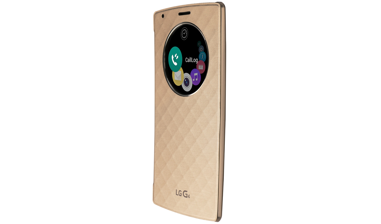 LG De LG G4 brengt Apps die je het meeste gebruikt samen in een handige cirkel. Zo vind je ze makkelijk en snel., G4 Quick Circle Case Gold