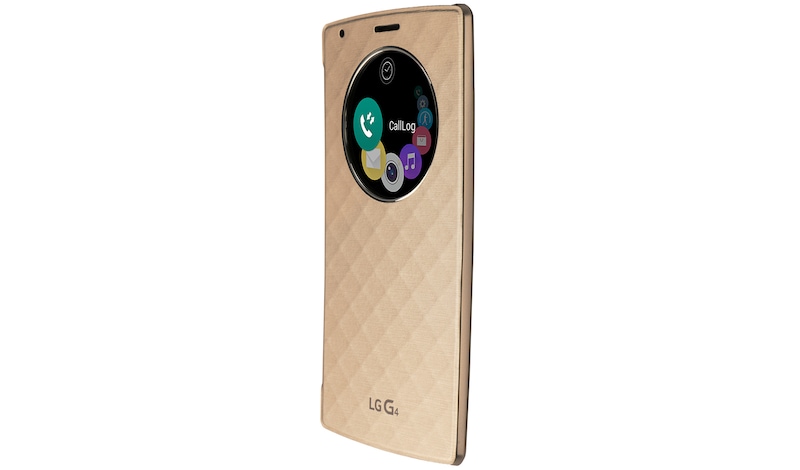 LG De LG G4 brengt Apps die je het meeste gebruikt samen in een handige cirkel. Zo vind je ze makkelijk en snel., G4 Quick Circle Case Gold
