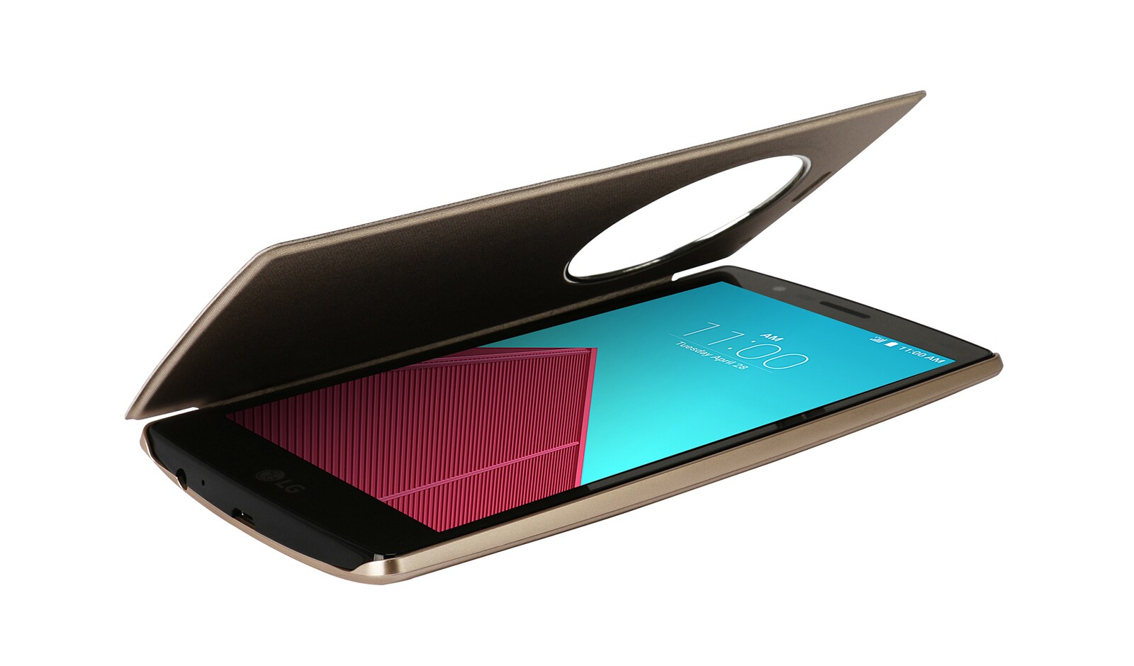 LG De LG G4 brengt Apps die je het meeste gebruikt samen in een handige cirkel. Zo vind je ze makkelijk en snel., G4 Quick Circle Case Gold