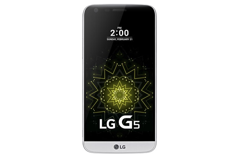 Vooraanzicht van De LG G5 heeft een geheel nieuw metalen design en is modulair opgebouwd. Hiermee kan je de G5 uitbreiden met zogeheten LG Friends om nog meer uit je smartphone te halen. G5 H850 Silver