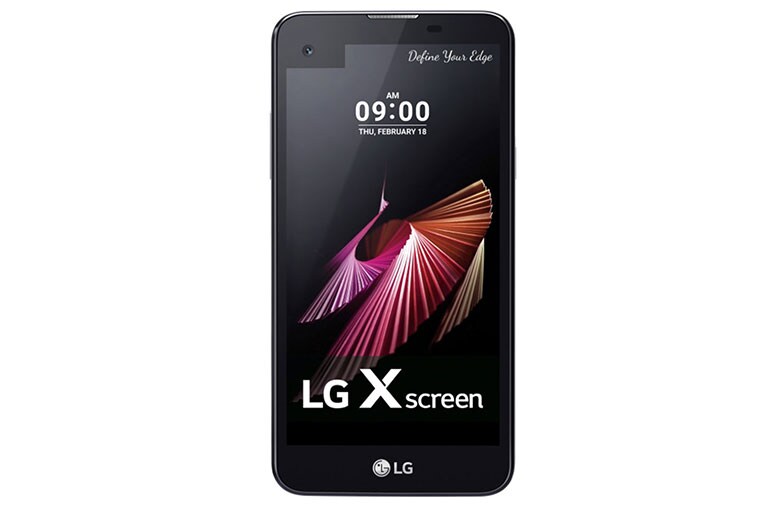Vooraanzicht van De LG X screen heeft een zeer geavanceerd display door het ‘Always-on’ scherm, waarmee je geen enkele melding hoeft te missen en de batterij spaart. De LG X screen concurreert tevens qua prijs met smartphones uit een hoger segment. X Screen (K500N)