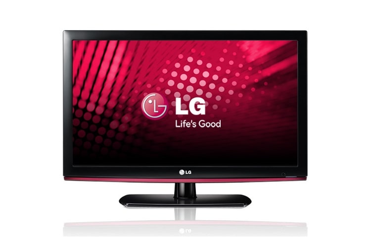 Vooraanzicht van 22&#34; Inch HD-Ready LCD TV met, 5ms responsetijd, HDMI en Invisible Speakers. 22LD350