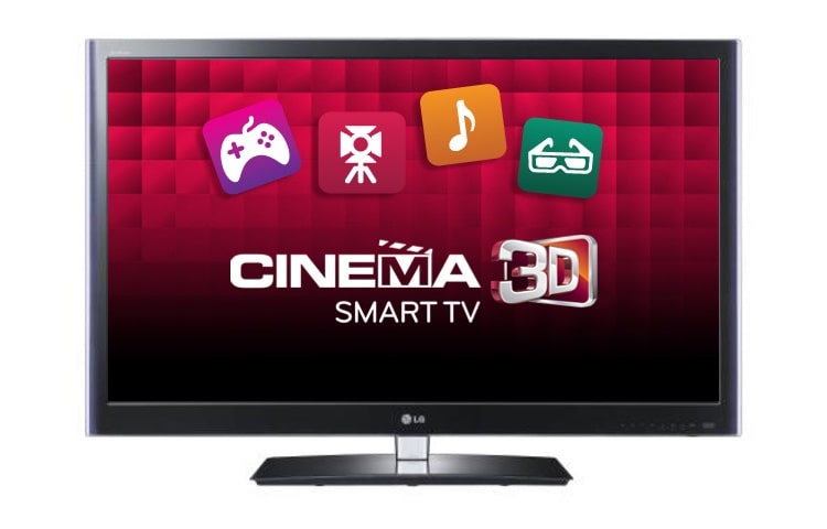 Vooraanzicht van 32&#34; Full HD Cinema 3D LED-tv met Smart TV, TruMotion 100Hz, 2D naar 3D converter, Picture Wizard II, DLNA en Wi-Fi 32LW5500