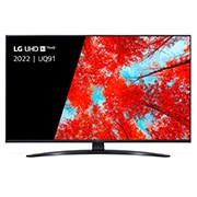 Een vooraanzicht van de LG Full HD TV met infill-afbeelding en productlogo op