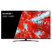 Een vooraanzicht van de LG Full HD TV met infill-afbeelding en productlogo op