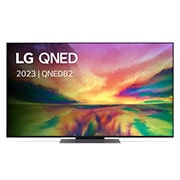 Een vooraanzicht van de LG QNED TV met invulbeeld en productlogo op