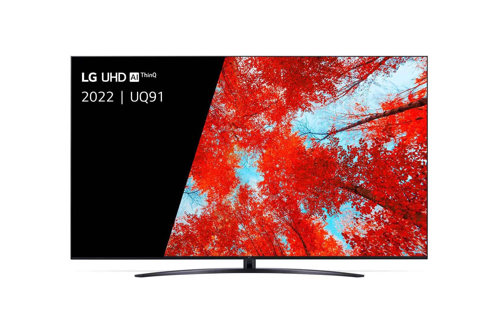 Een vooraanzicht van de LG Full HD TV met infill-afbeelding en productlogo op