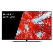 Een vooraanzicht van de LG Full HD TV met infill-afbeelding en productlogo op