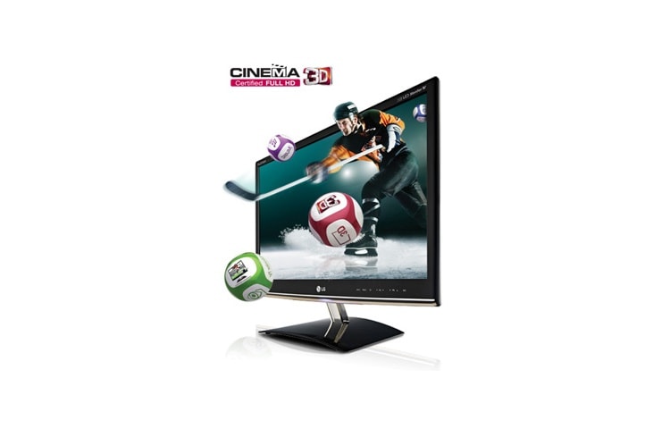 Vooraanzicht van 23&#34; Monitor TV, met Certified Flicker-free, Crosstalk-free, Ultimate 3D Brightness, 2D to 3D Conversion. DM2350D