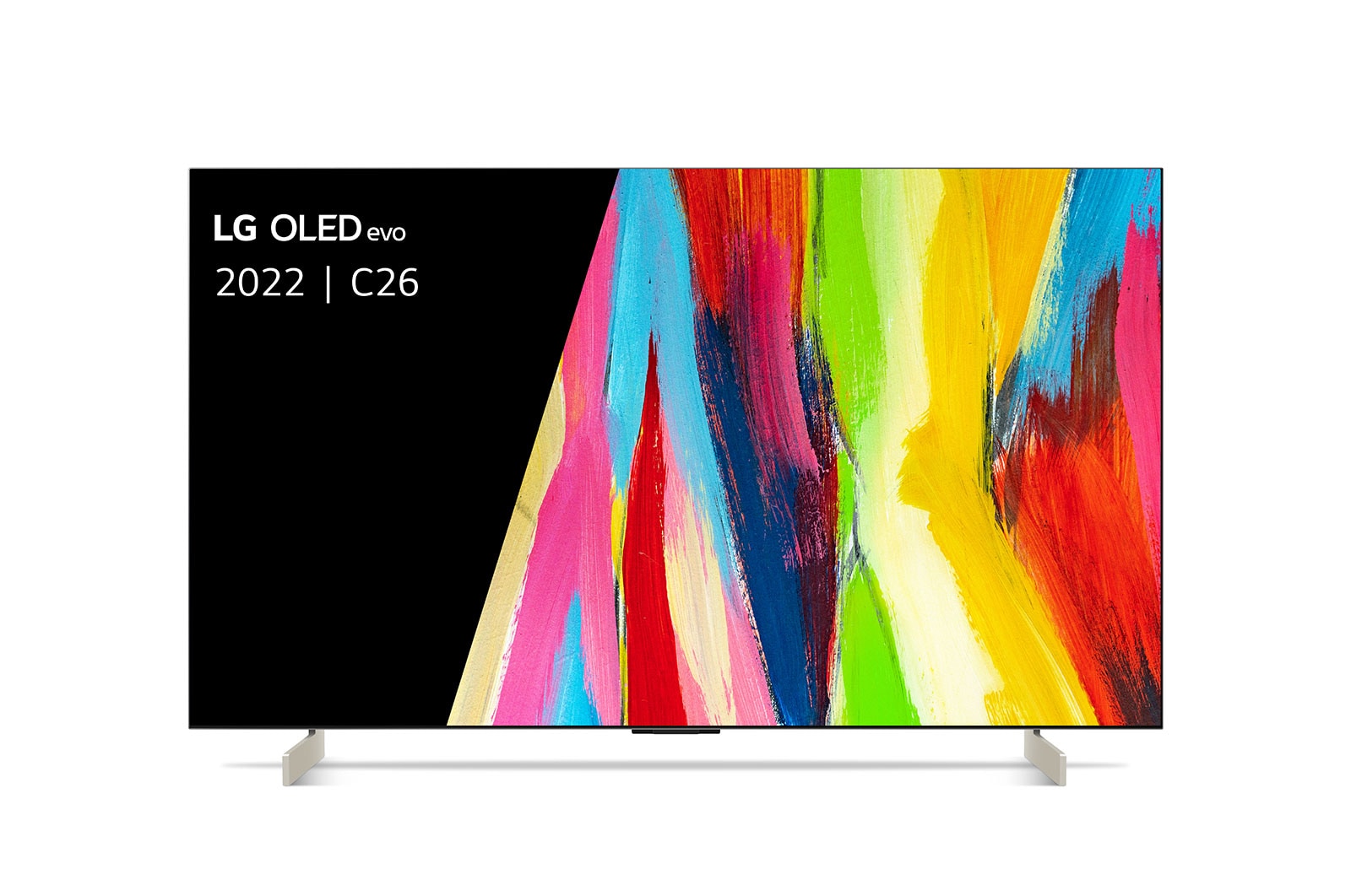 Vooraanzicht met LG OLED evo Gallery Edition op het scherm