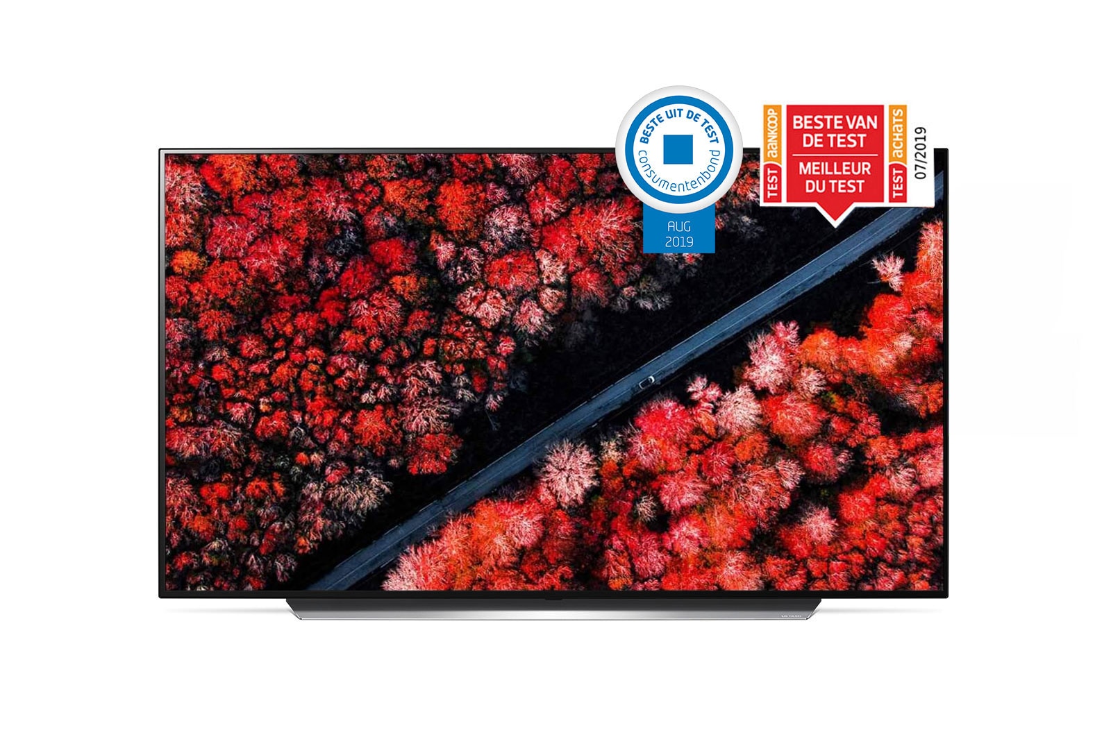 Vooraanzicht van 65&#34; (165 cm) LG OLED C9 | α9 Gen 2 Intelligent Processor | Oneindig contrast | Cinema HDR met Dolby Vision | Dolby Atmos | Cinema screen design OLED65C9MLB