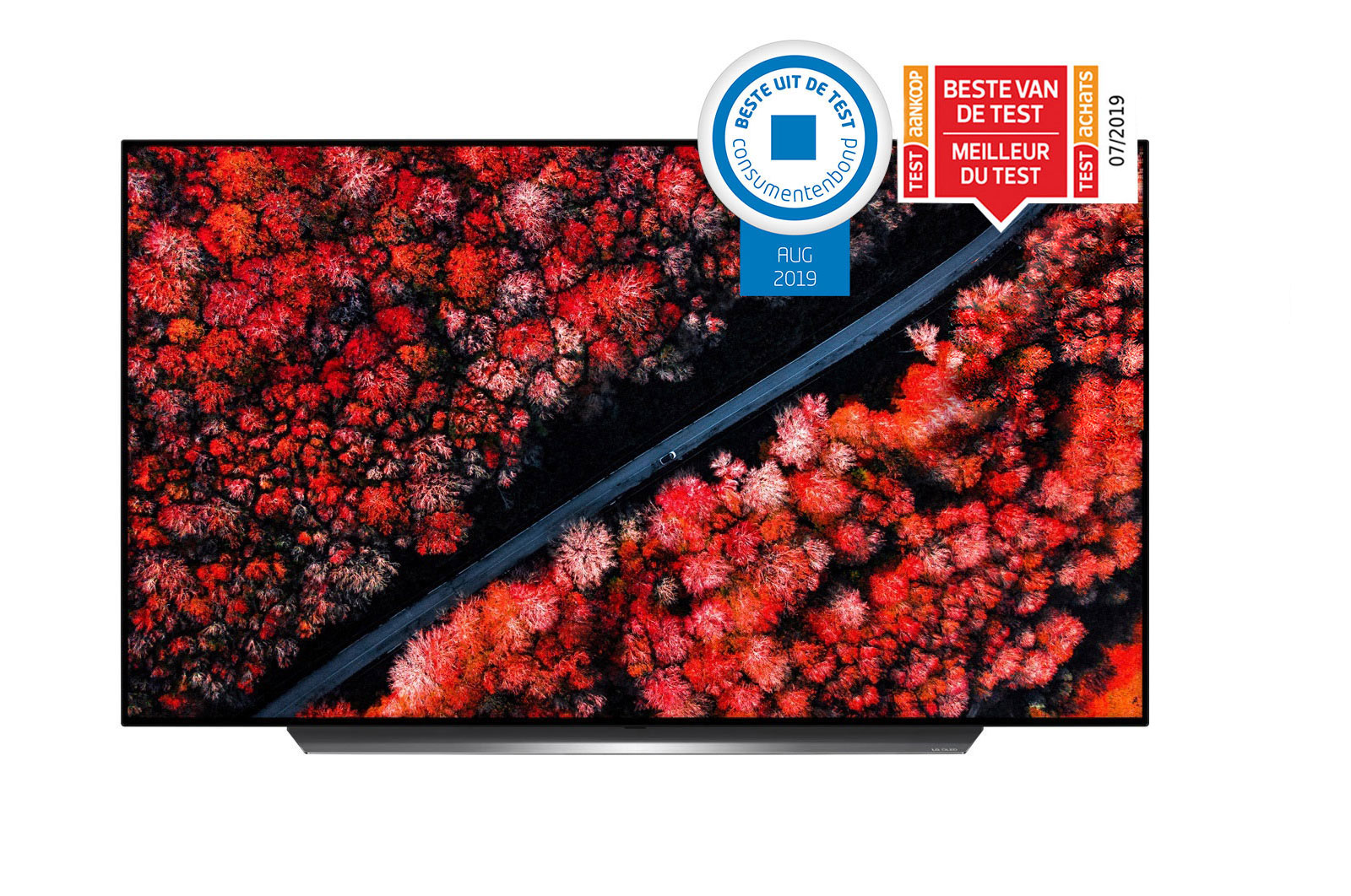 Vooraanzicht van 65&#34; (165 cm) LG OLED C9 | α9 Gen 2 Intelligent Processor | Oneindig contrast | Cinema HDR met Dolby Vision | Dolby Atmos | Cinema screen design OLED65C9PLA