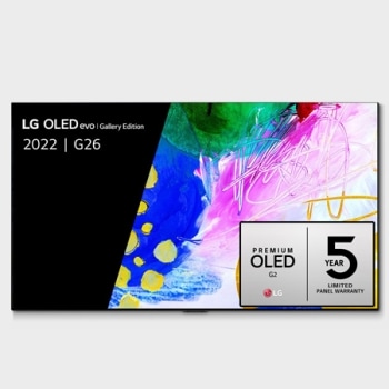Front view with LG OLED evo Gallery Edition on the screen