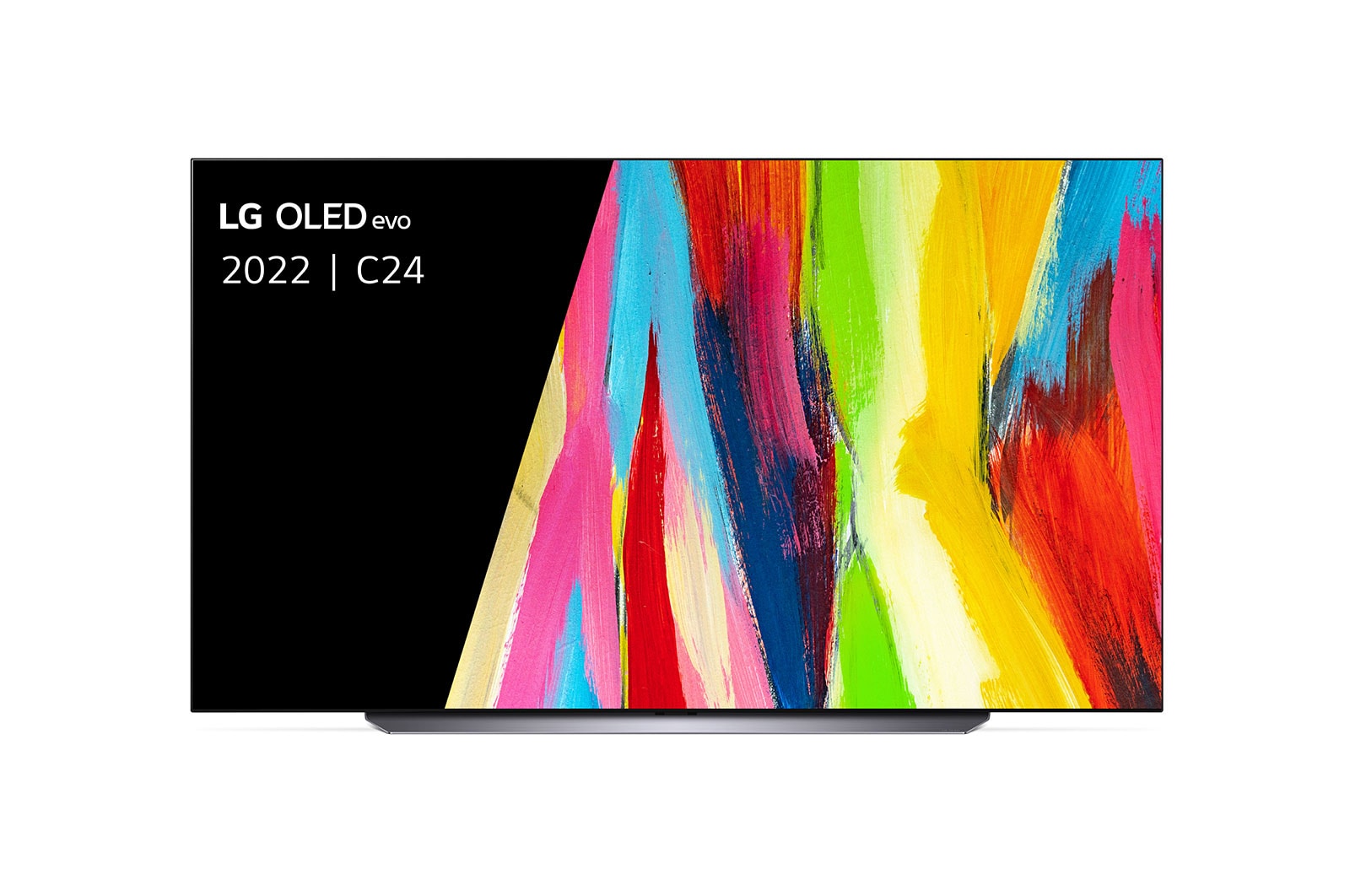 Vooraanzicht met LG OLED evo Gallery Edition op het scherm