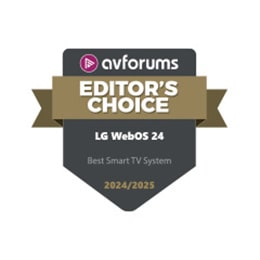 AVForums Editor's Choice-logo voor LG webOS 24 as Best Smart TV System 2024/2025. 