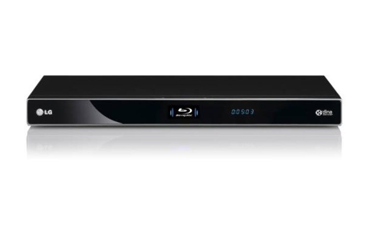Vooraanzicht van Blu-Ray Wireless multimedia speler met NetCast Youtube, Picassa &amp; Accu Weather, DLNA, Full HD upscaling USB-Plus, Quickstart en BD-Live. BD570